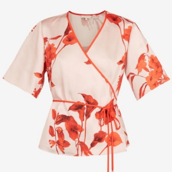 🍒NWT🍒 TED BAKER SUMMER WRAP TOP - Picture 3 of 5